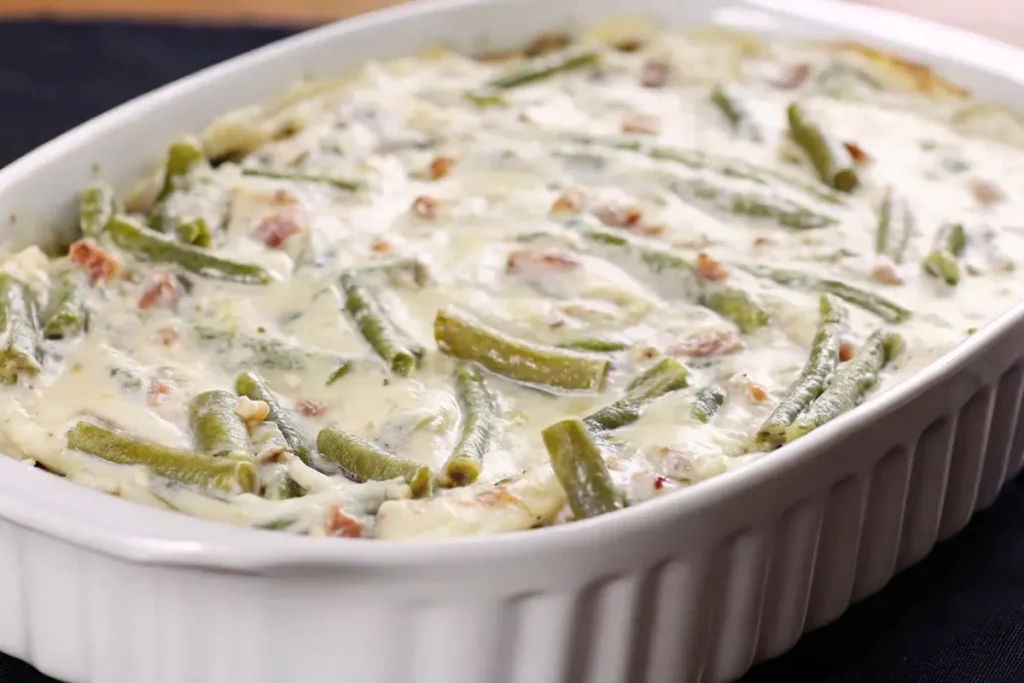 creamy-green-bean-casserole-in-a-white-baking-dish-green-beans-and-bacon-are-visible
