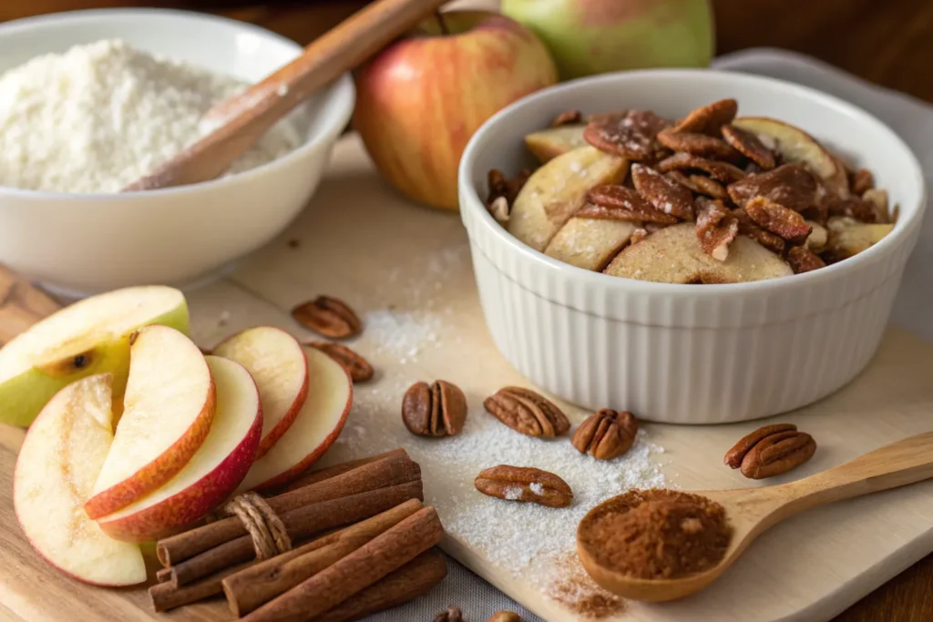Ingredients for Recipe for Apple and Pecan Danish Pastry Tart filling.