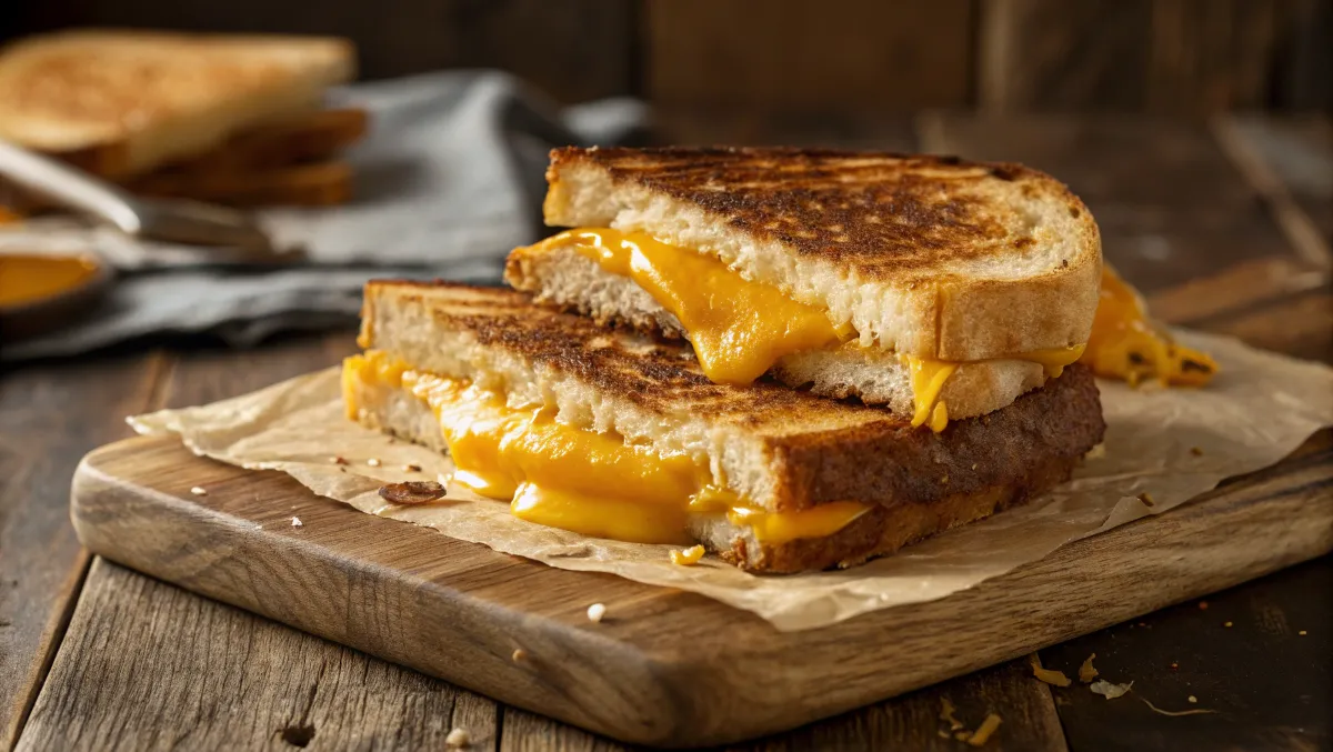 Perfectly grilled cheese sandwich with melted cheese and crispy bread.