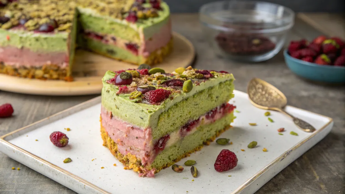 Moist Pistachio and Rosewater Cake with Crushed Pistachios