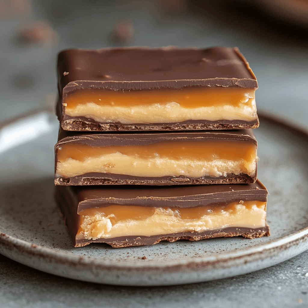 Healthy Twix bars with dates served on a plate