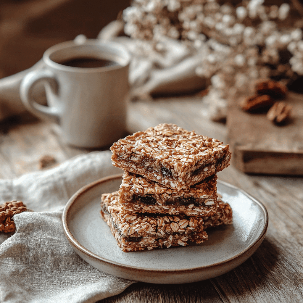 serving healthy date oat squares with coffee