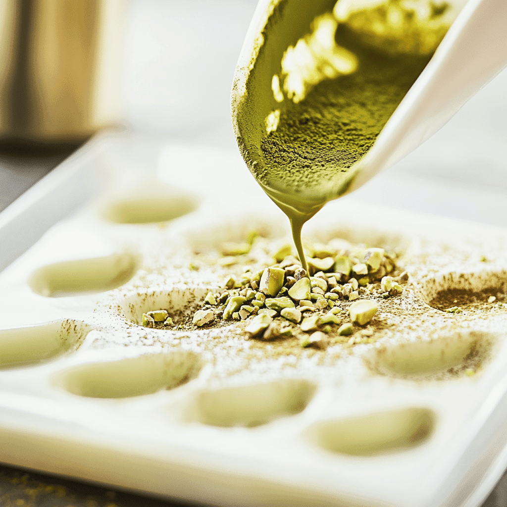 preparing matcha chocolate base