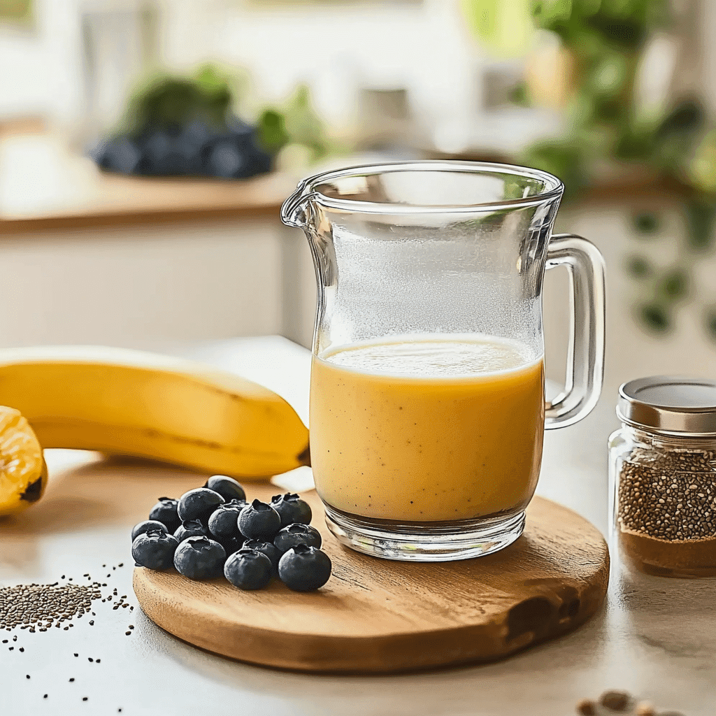 Zepbound smoothie recipe ingredients on kitchen counter Zepbound Recipe for Weight Loss.