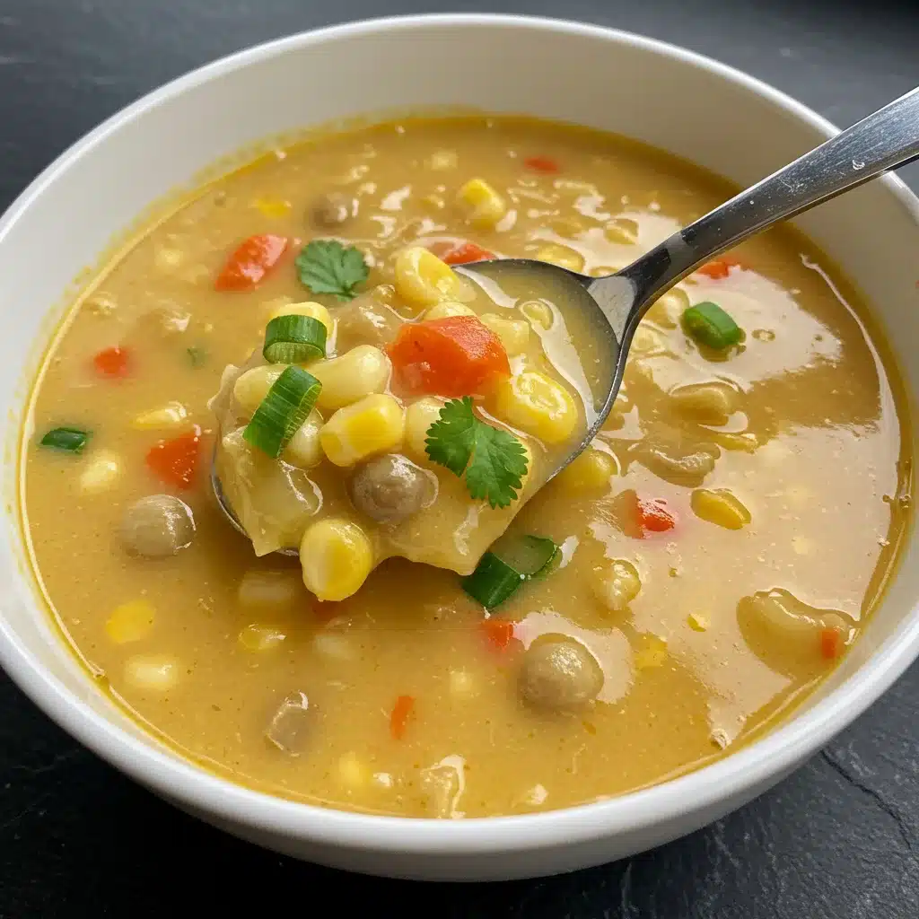 creamy-corn-vegetable-soup-with-carrots-and-herbs.jpg Bowl of creamy corn soup with carrots, beans, green onions, and cilantro in a golden broth