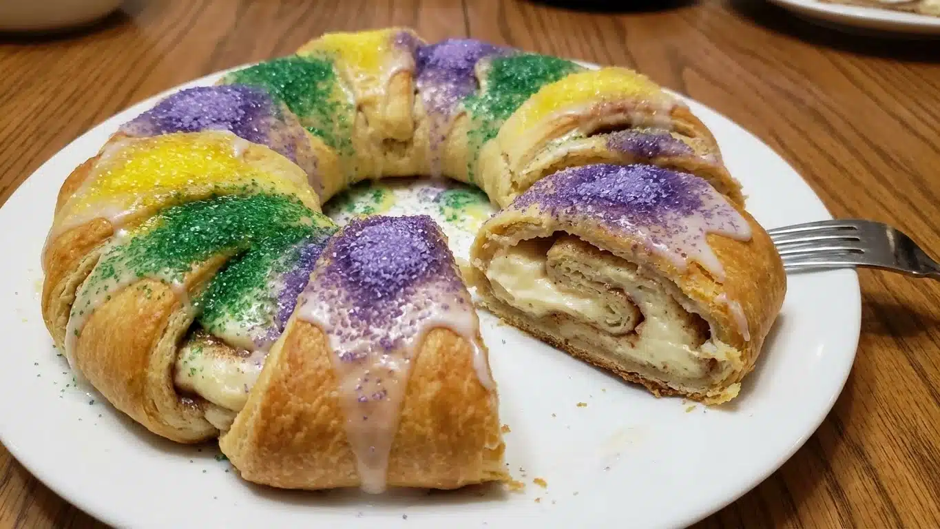 Crescent Roll King Cake With Cream Cheese-Cinnamon Filling