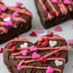 Heart shaped brownies fresh out of the oven, ready to be served.