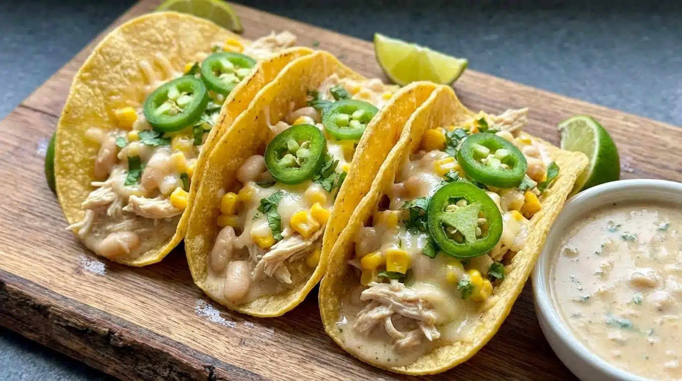 Corn Tortilla White Chicken Chili Tacos