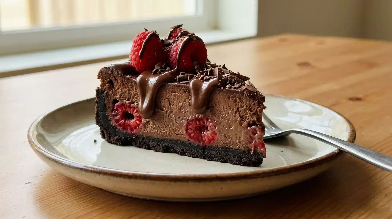 Dark Chocolate Raspberry Cheesecake