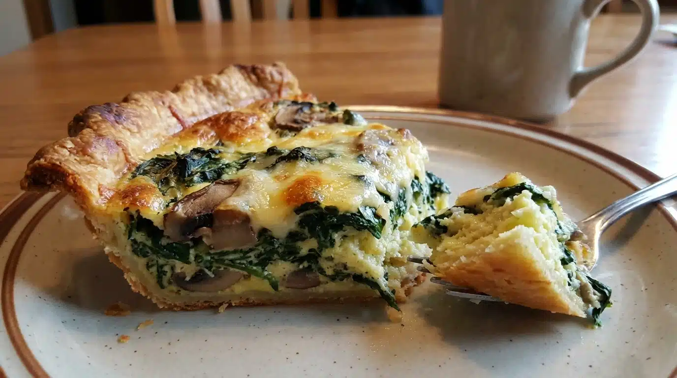 Fluffy Spinach Mushroom Quiche