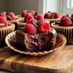 Mini Dark Chocolate Raspberry Cheesecakes
