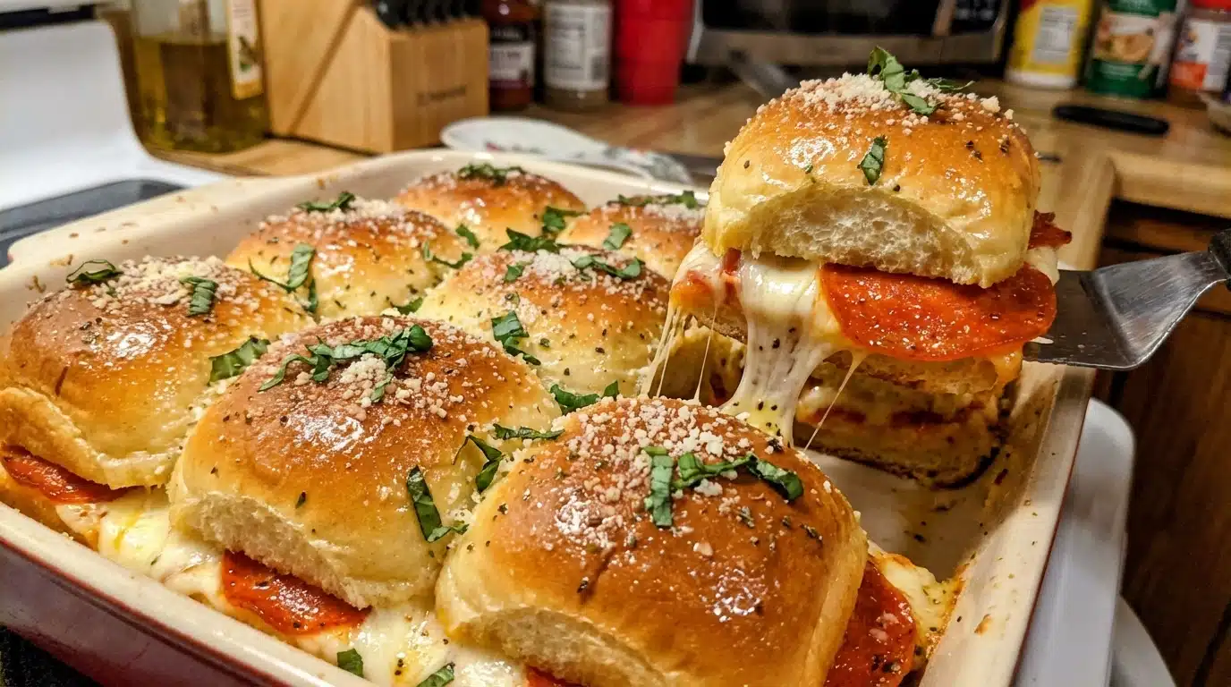 Hawaiian Roll Pizza Sliders