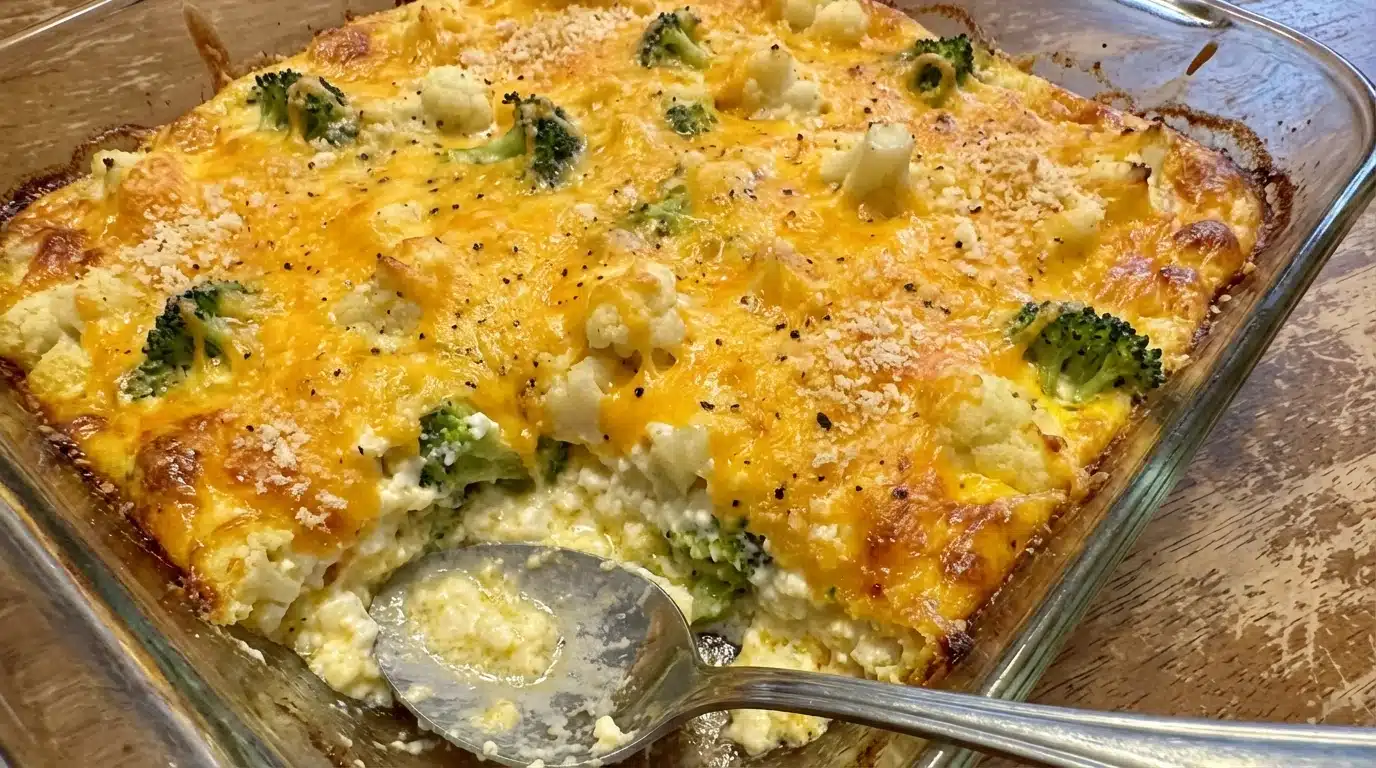 Broccoli Cauliflower Cottage Cheese Casserole