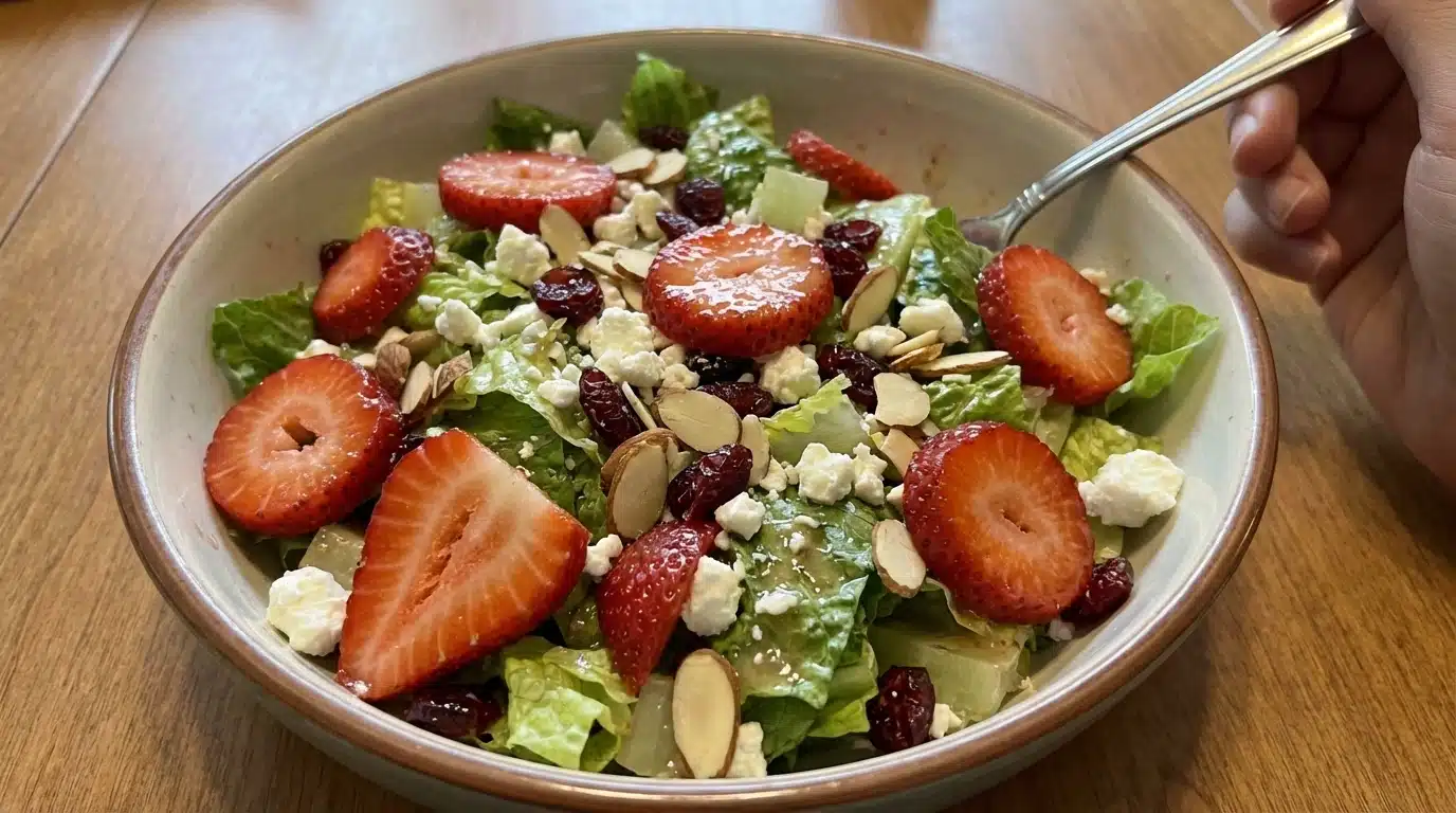 Crunchy Strawberry Romaine Feta Salad