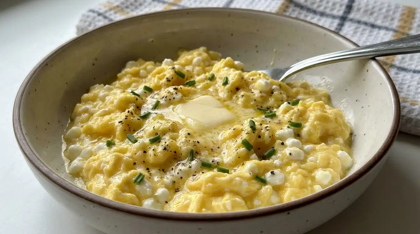 Creamy Cottage Cheese Scrambled Eggs