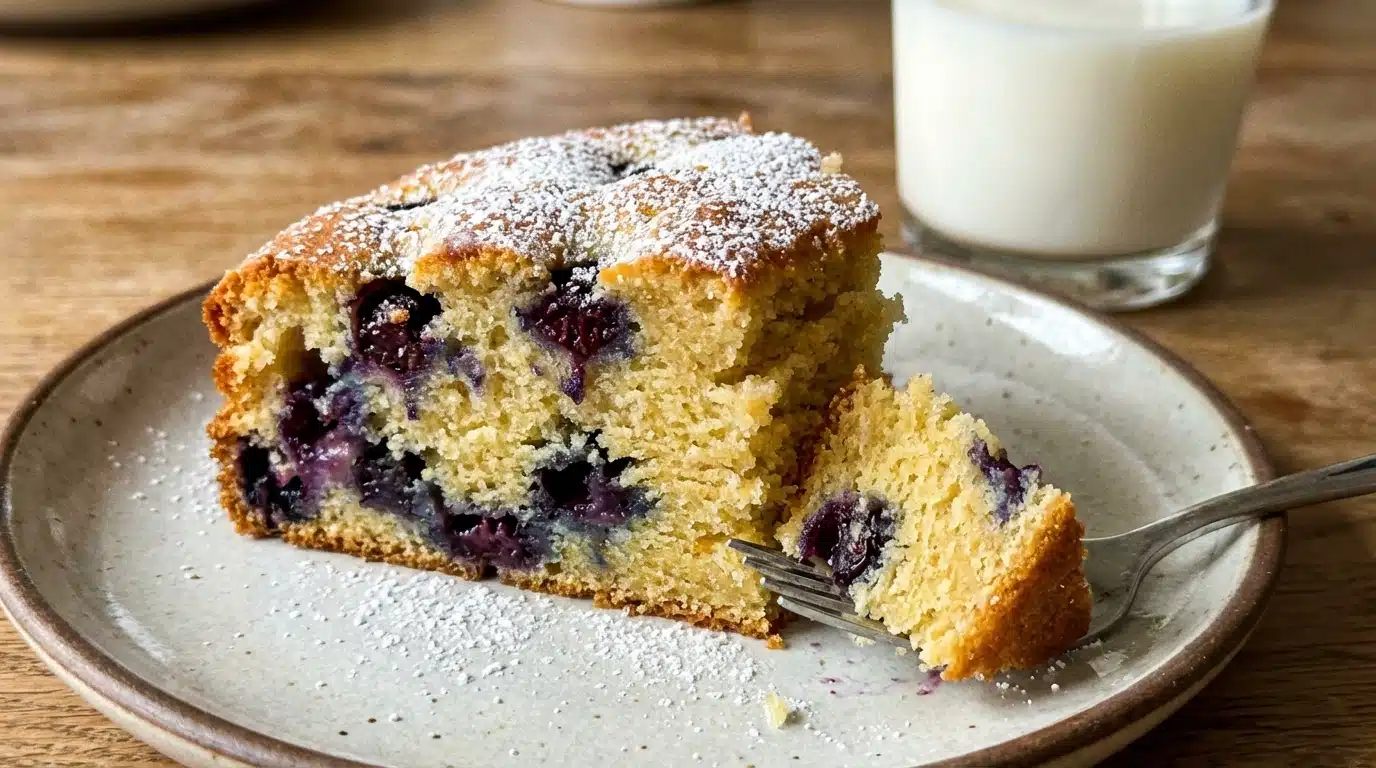 One Bowl Fluffy Lemon Blueberry Cake