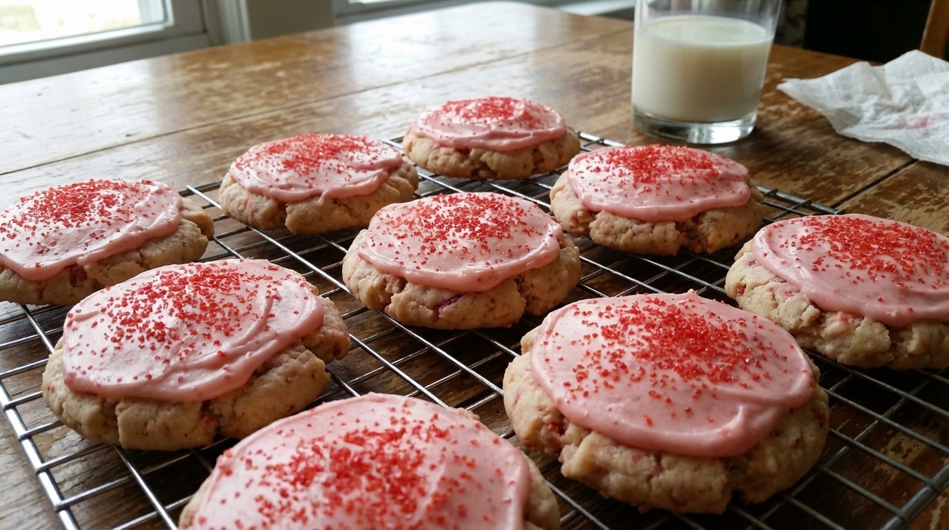 Iced Strawberry Sugar Cookies