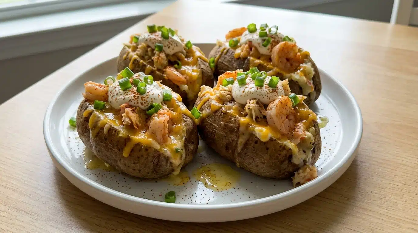 Loaded Cajun Seafood Stuffed Potatoes