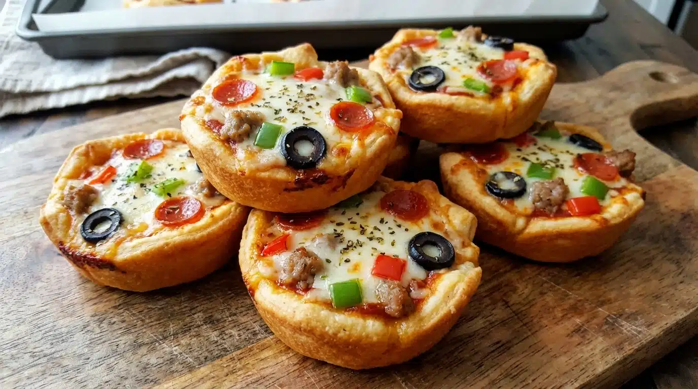 Mini Deep Dish Crescent Roll Pizzas