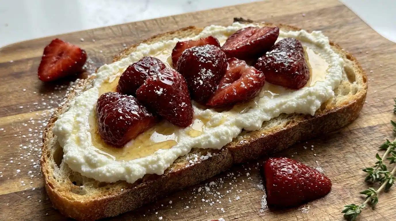 Roasted Strawberry Whipped Ricotta Toast