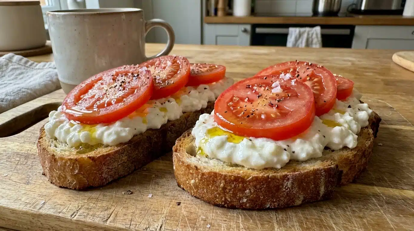 Tomato and Cottage Cheese Toast