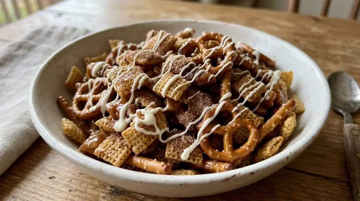 Delicious Caramel Churro Chex Mix with sweet and crunchy flavors