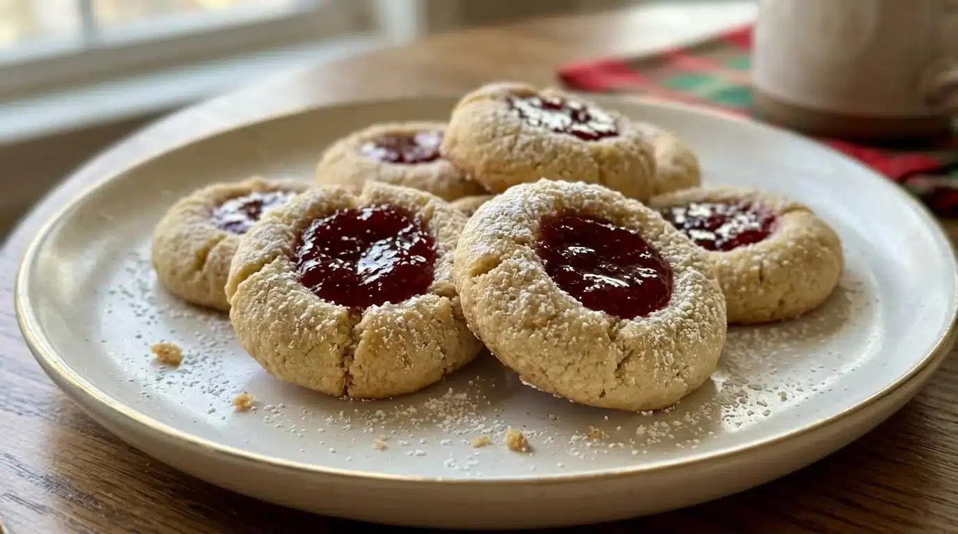 Christmas Thumbprint Cookies with Raspberry Jam