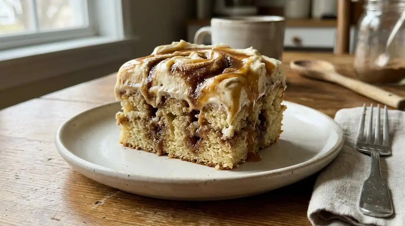 Cinnamon Roll Poke Cake