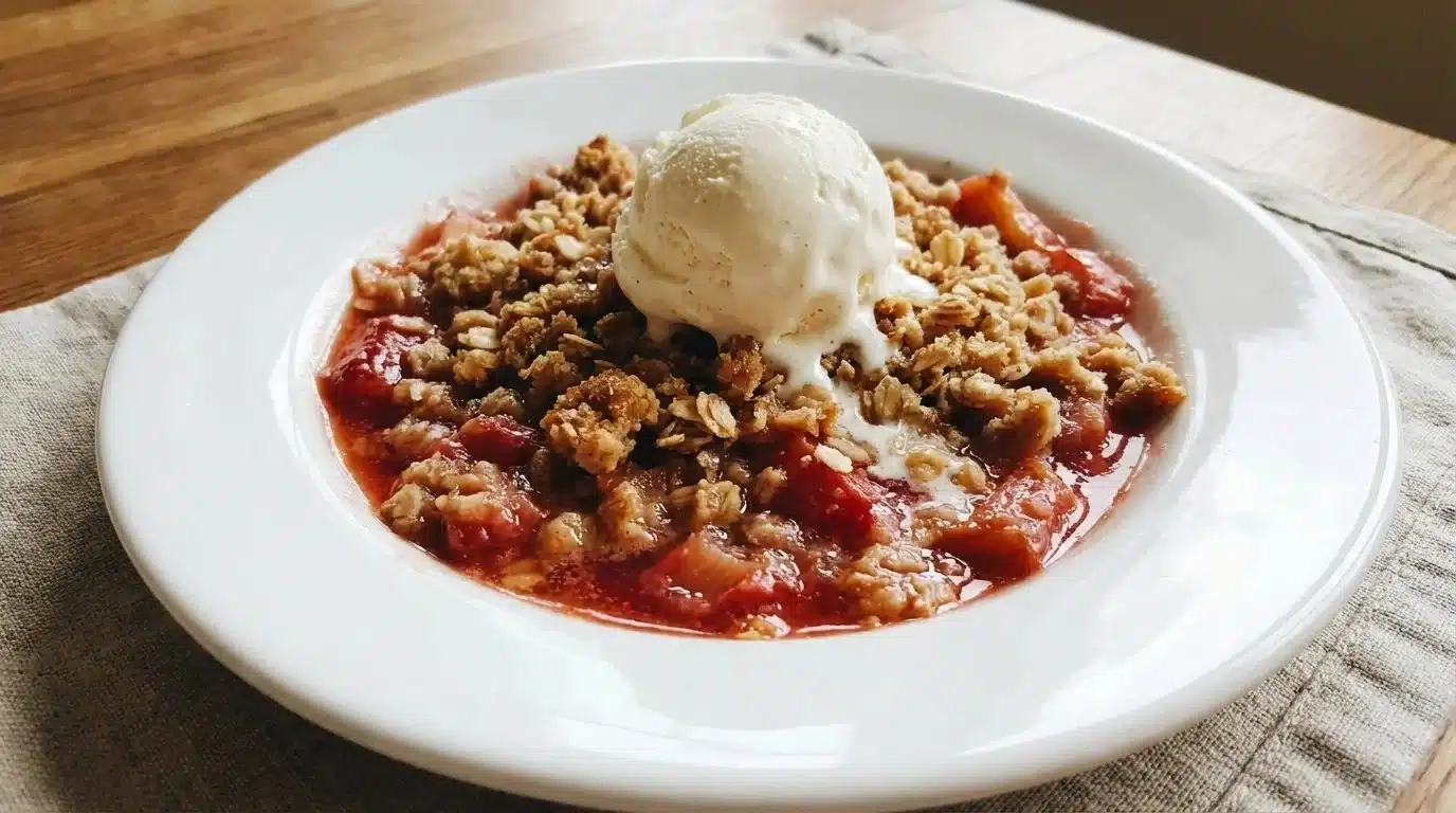Classic Rhubarb Crisp with Frozen Rhubarb