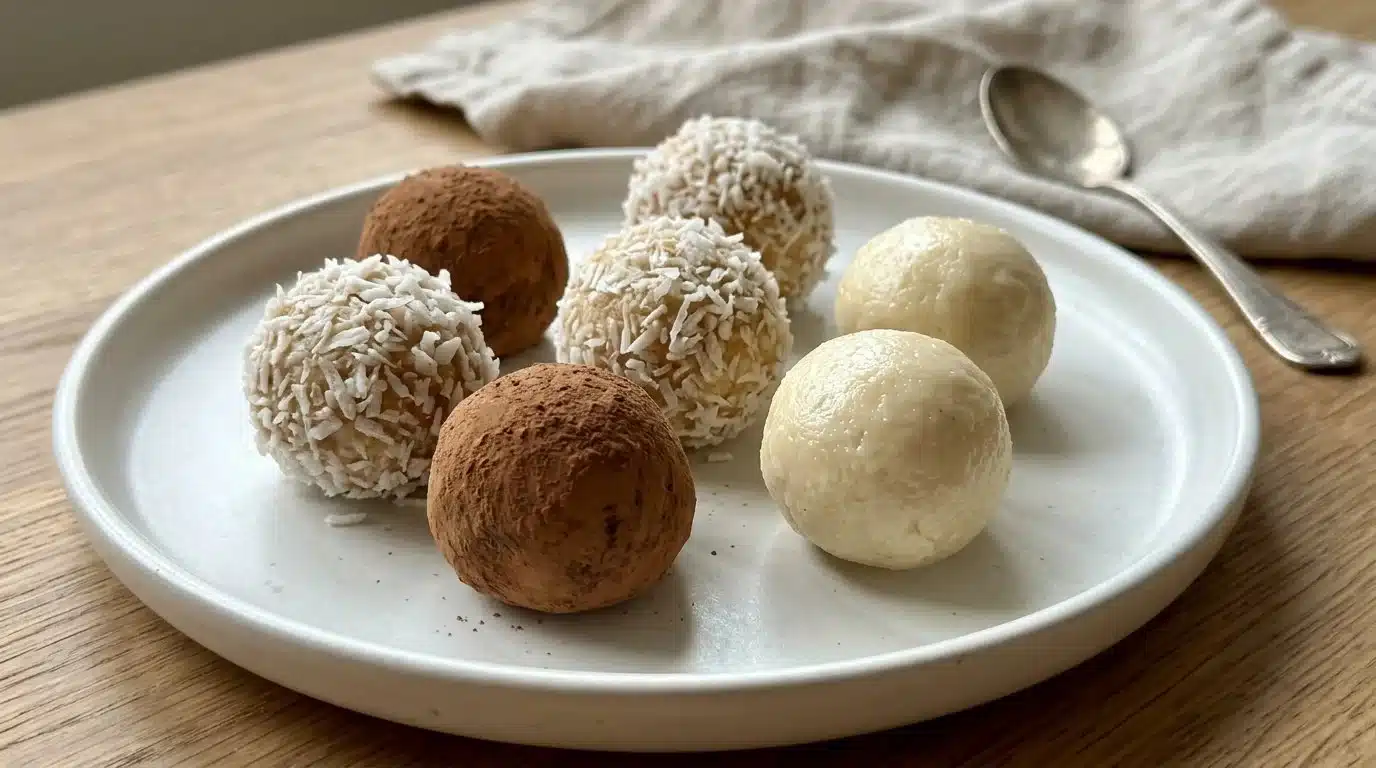 Cream cheese keto fat bomb snacks on a plate