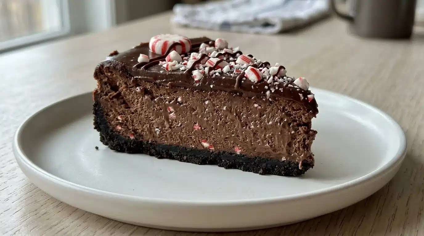 Easy Peppermint Chocolate Cheesecake