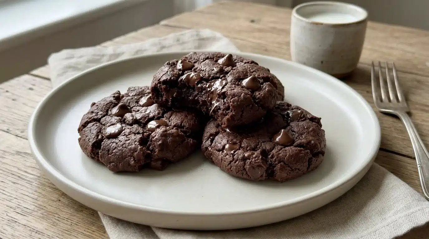 Delicious easy sugar free chocolate cookies on a plate