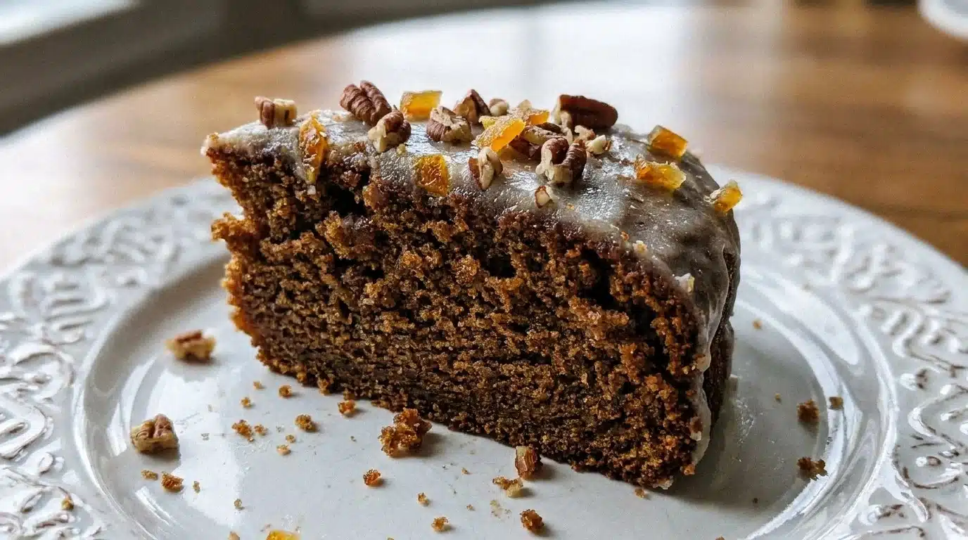 Delicious homemade spice cake with warm spices and frosting