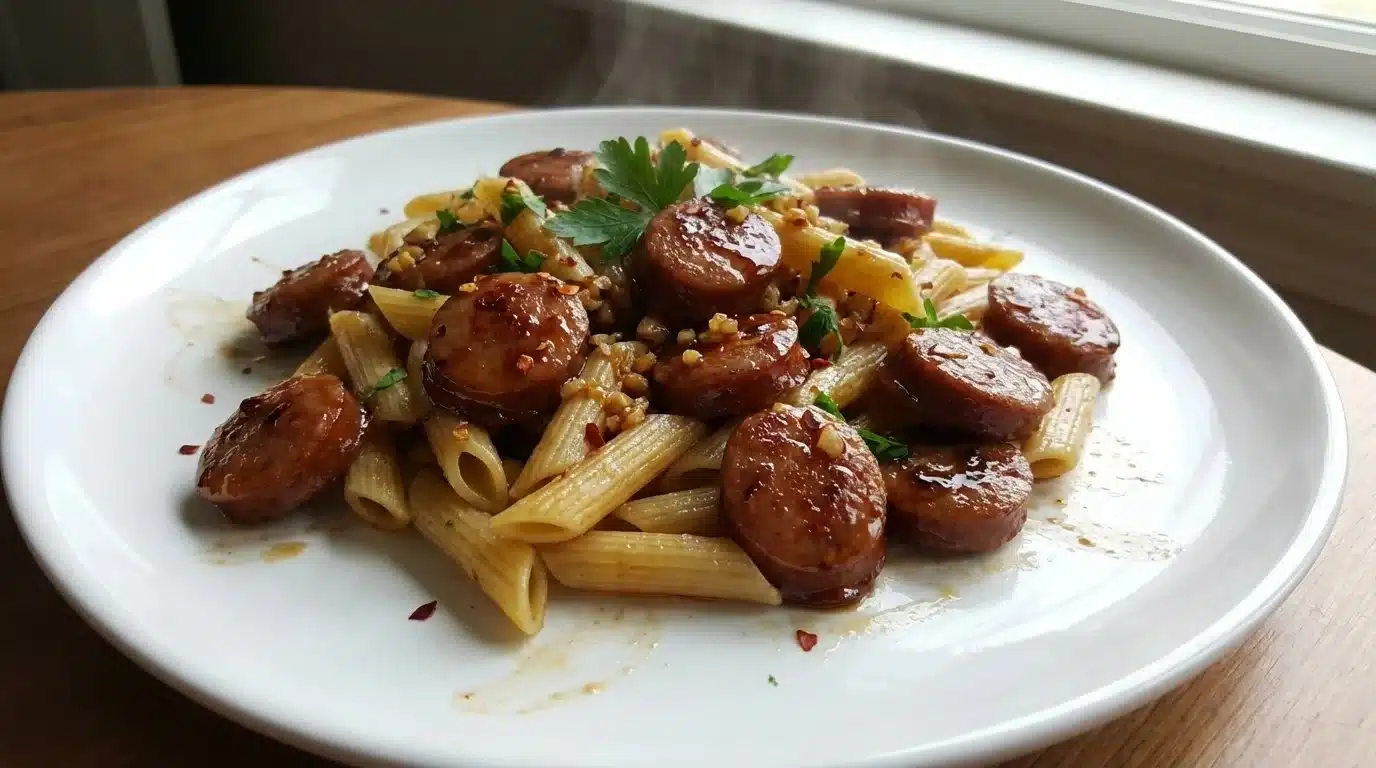 Honey Garlic Sausage Pasta Skillet