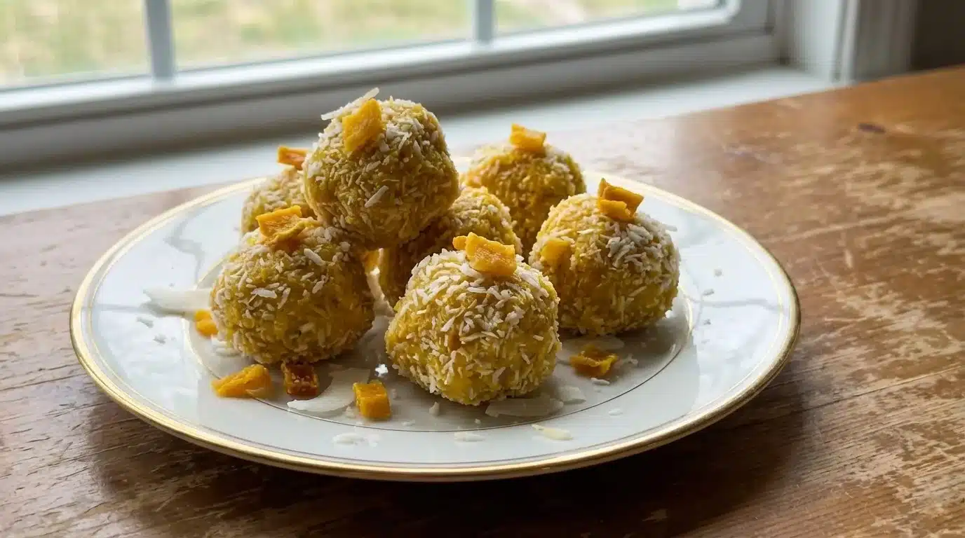 Delicious mango truffles made with rich chocolate and fresh mango flavor