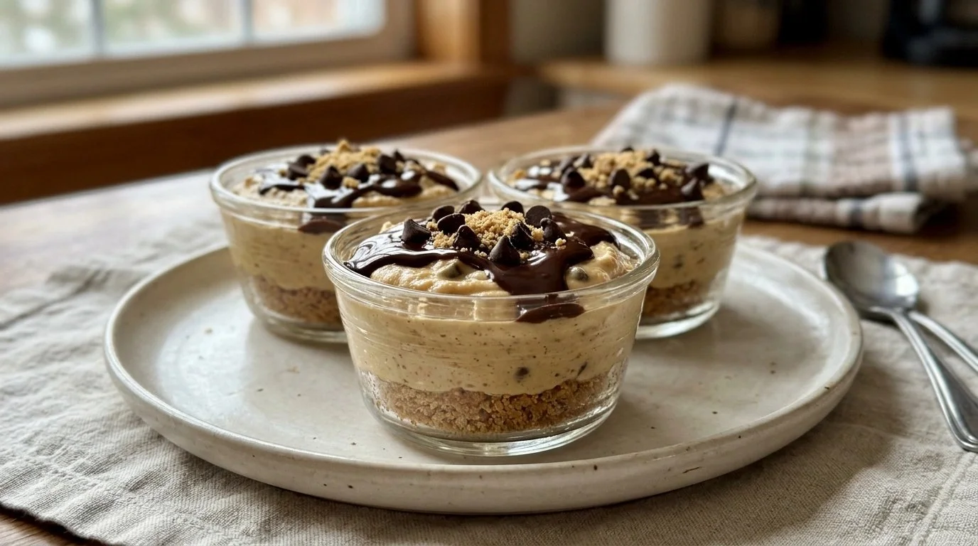 Peanut Butter Cottage Cheese Cheesecake Cups
