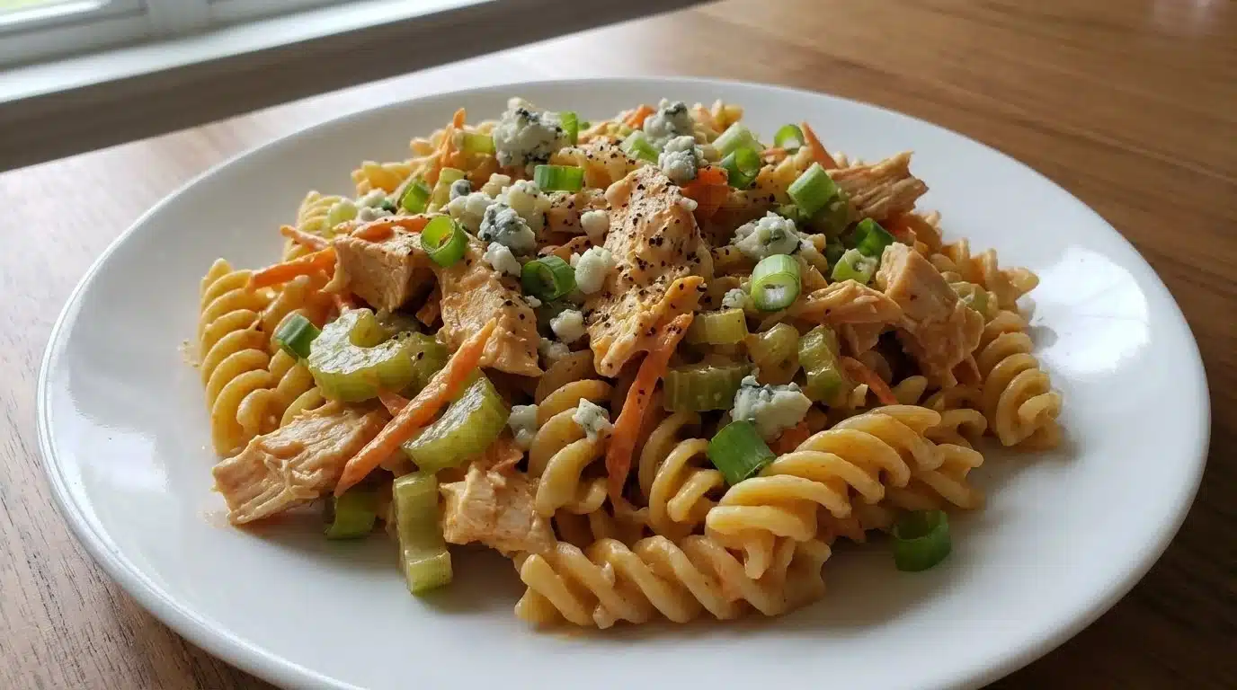 Spicy High Protein Buffalo Pasta Salad