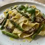 Spring Asparagus and Mushroom Pappardelle