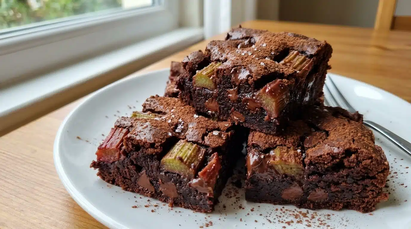 Dark Chocolate Rhubarb Brownies