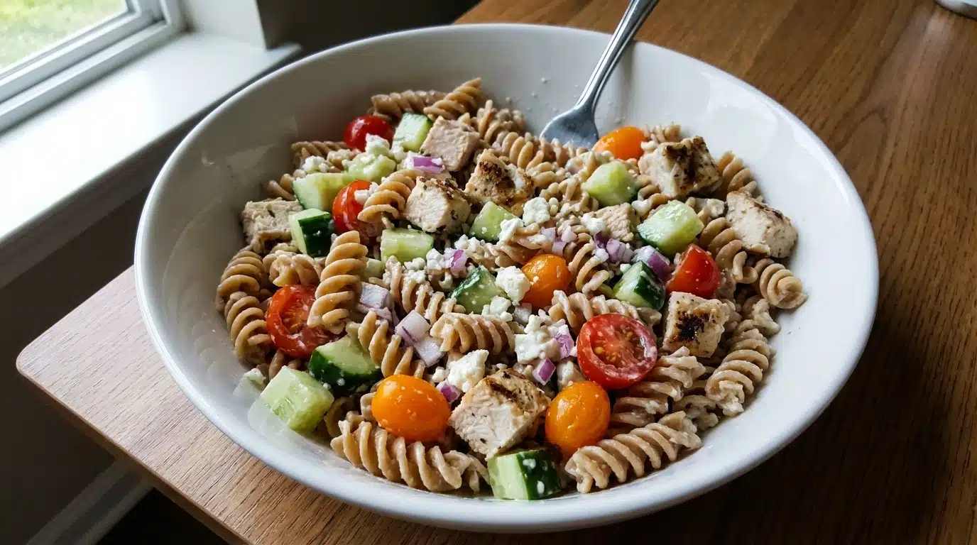 High Protein Greek Pasta Salad