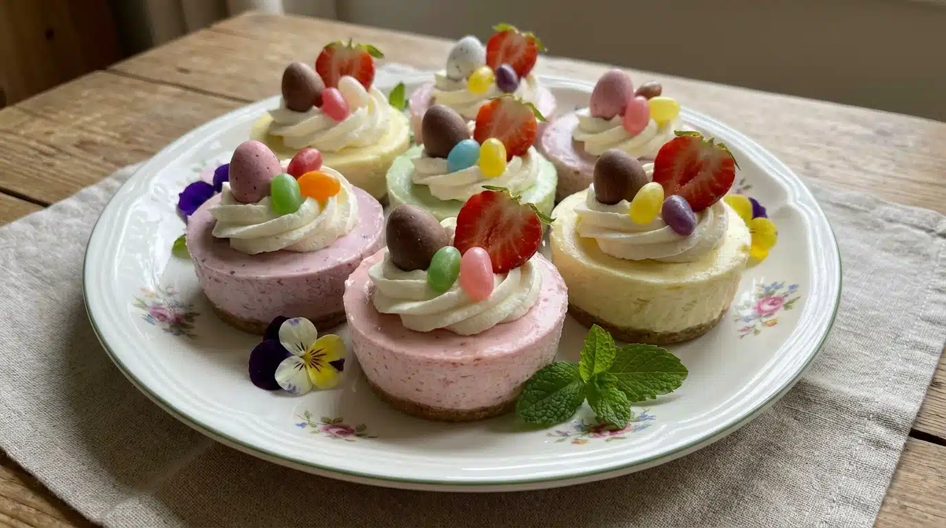 Easter No-Bake Mini Cheesecakes