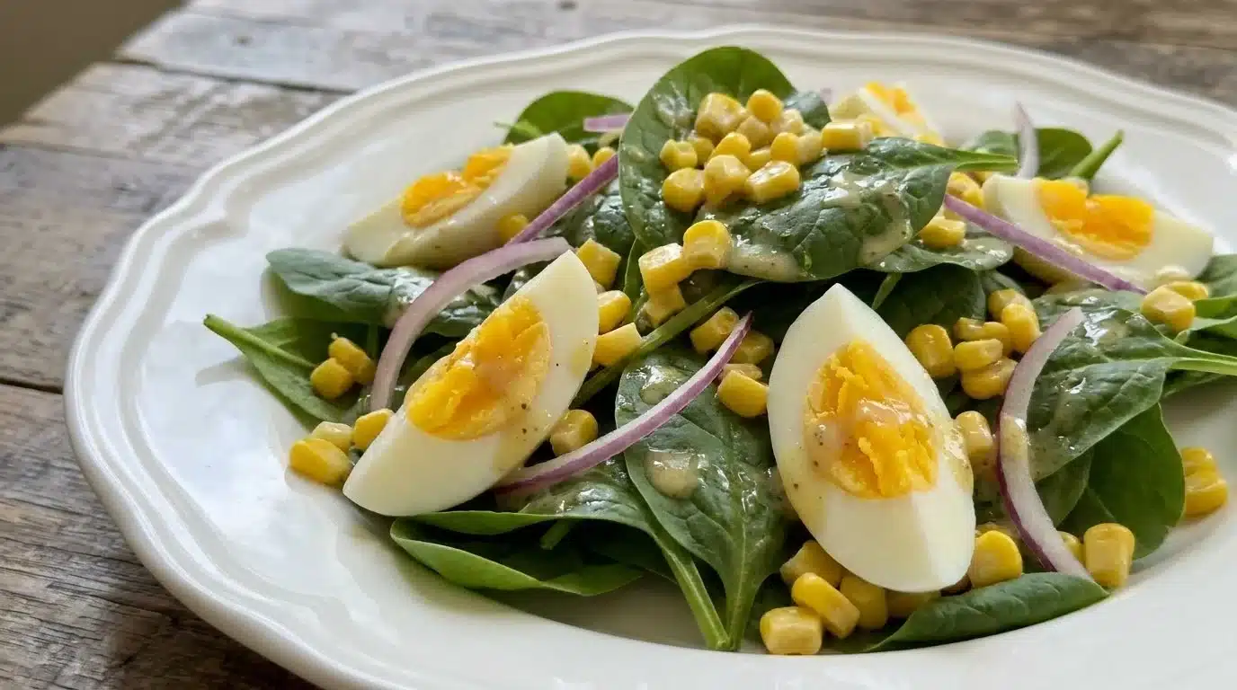 Spinach Corn Salad with Egg and Dijon